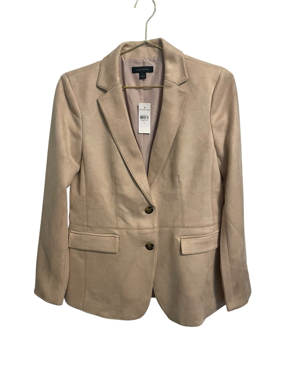 Ann Taylor Tan Faux Suede Blazer NWT Size 4 Professional Office Jacket